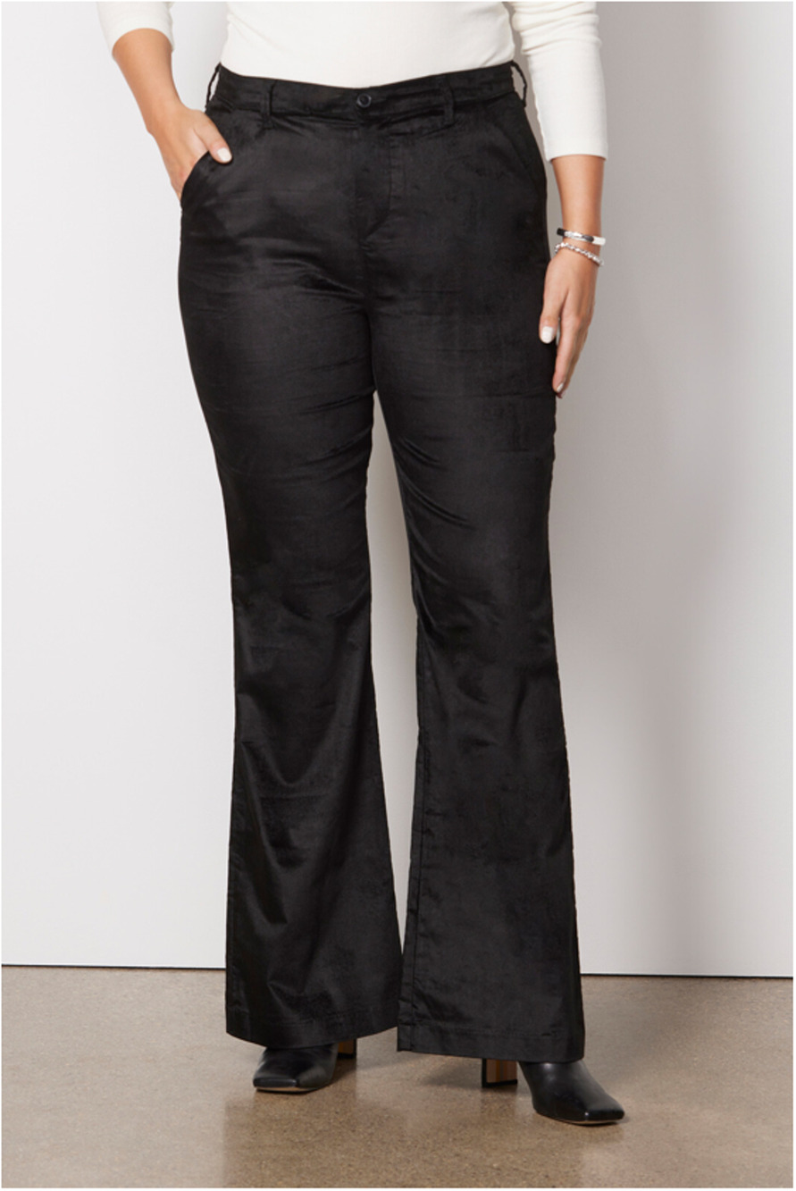 LEVEL 99 NWT Evereve Percy Black Velvet Wide Leg Trouser Pant // 32